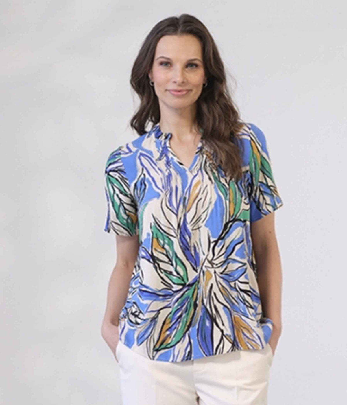PREPAIR CORFU BLOUSE IN CREAM AND BLUE
