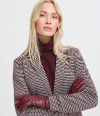 SKINDHANDSKER BAVANTE I MØRK BORDEAUX