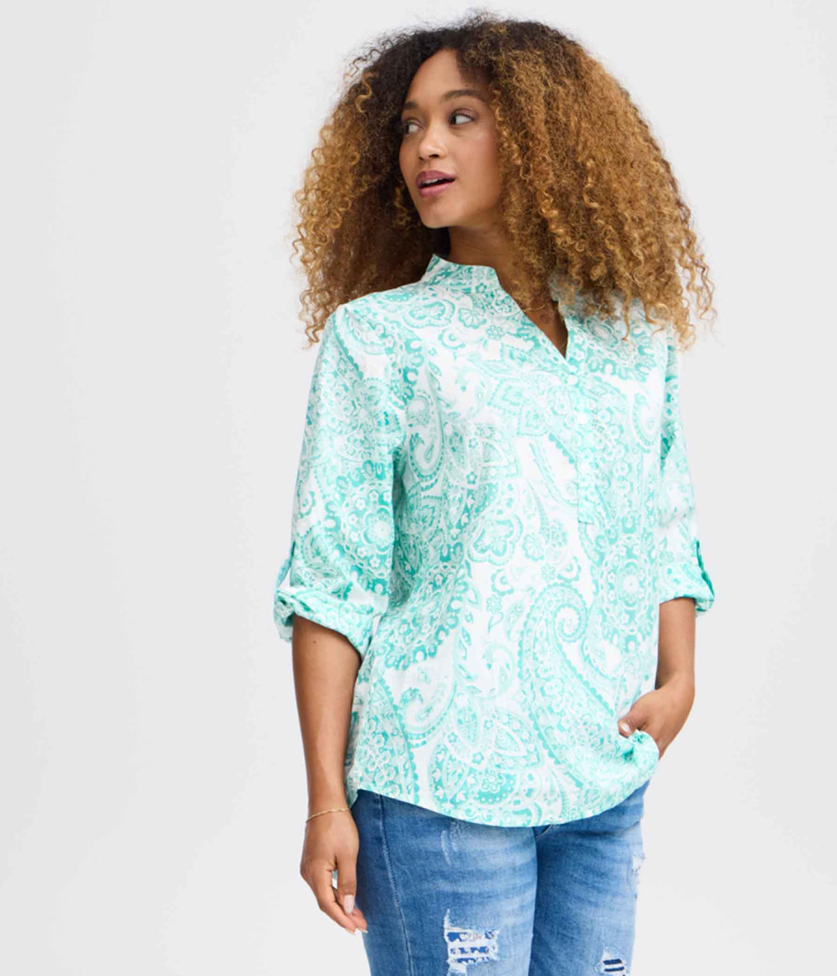 SORBET GABY BLOUSE IN POOL BLUE