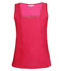 ZE-ZE SPUCE TOP IN RED WITH STONE.
