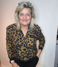 ONE-TWO GILLIANO BLOUSE IN BLACK AND BROWN