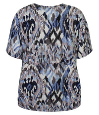 ZE-ZE RELLY BLUSE I BLÅ, SORT OG SAND