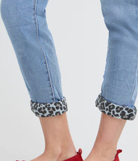 SOBET SUGAR JEANS MED LEOPARD DETALJER