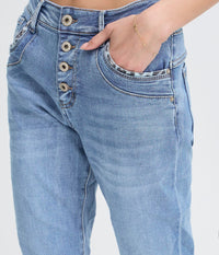 SOBET SUGAR JEANS MED LEOPARD DETALJER