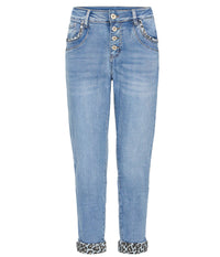 SOBET SUGAR JEANS MED LEOPARD DETALJER