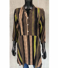 DRESS IN BROWN LIME AND BLACK