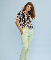 ZE-ZE RELLY BLOUSE BLACK AND SAND