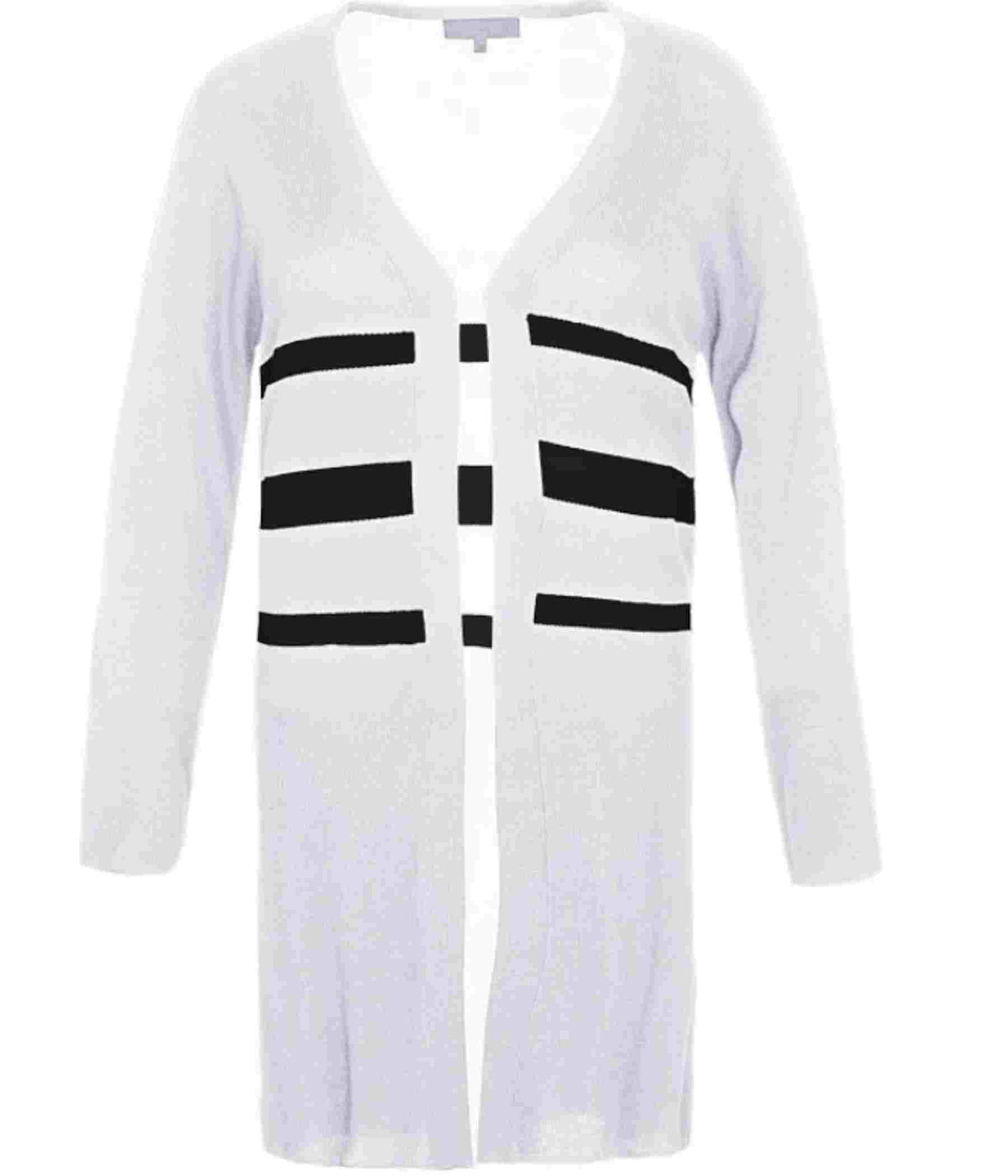 ZE-ZE HOFF CARDIGAN I HVID OG MØRKEBLÅ