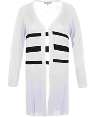 ZE-ZE HOFF CARDIGAN I HVID OG MØRKEBLÅ