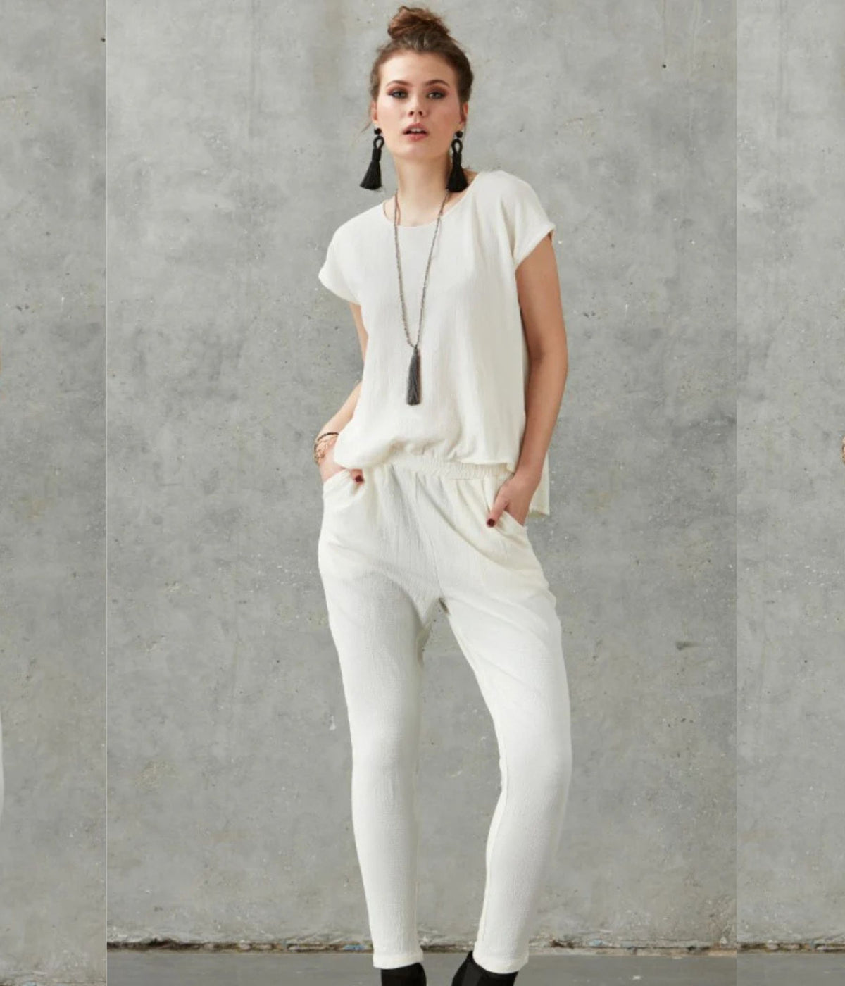 ZE-ZE RIHN JUMPSUIT I RÅ HVID