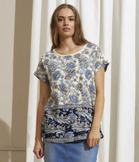 ZE-ZE LULU T-SHIRT I BLÅ OG SAND