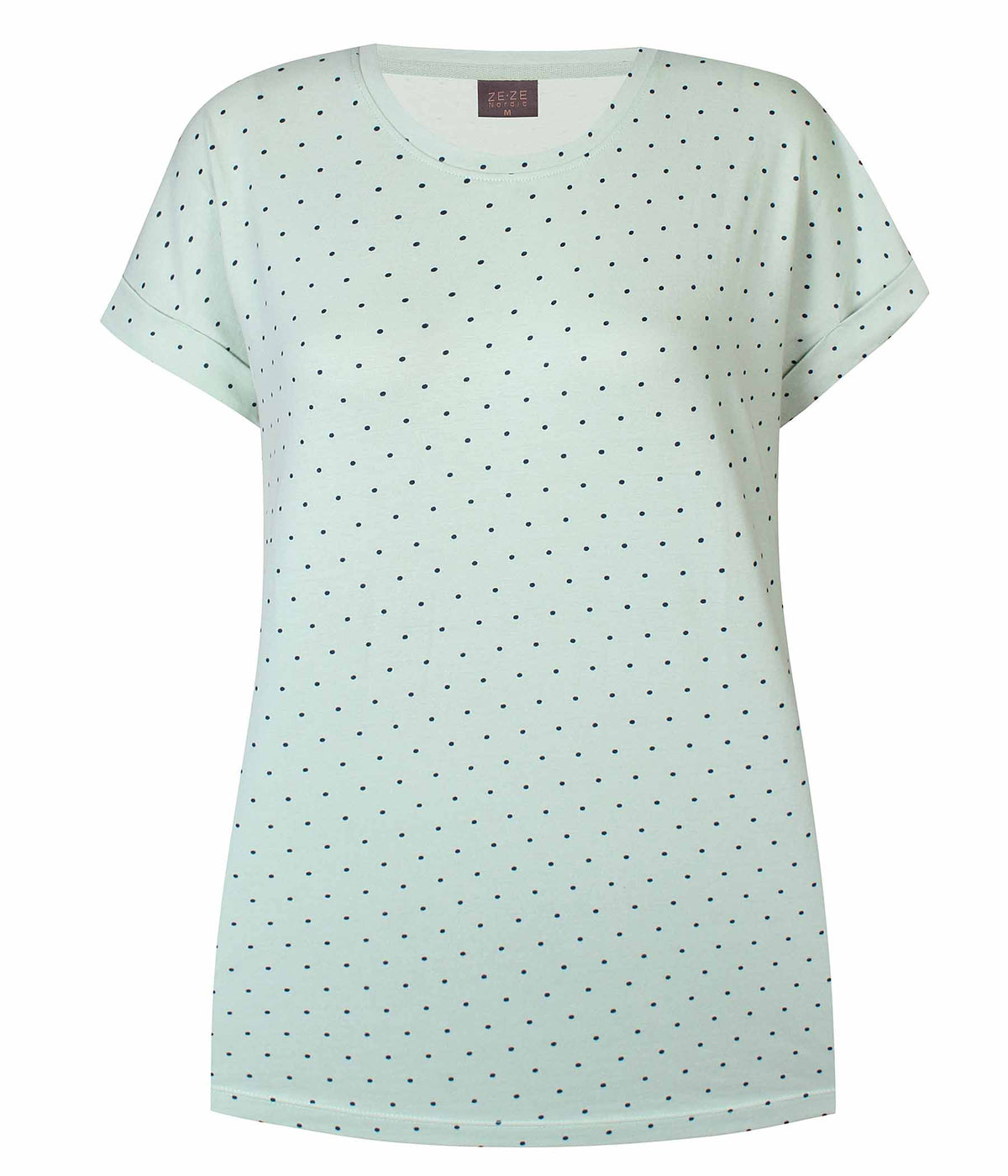 ZE-ZE FERAH T-SHIRT IN GREEN WITH BLACK DOTS