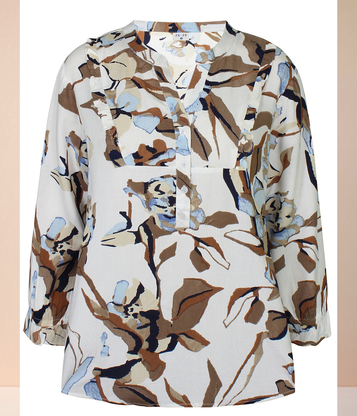 ZE-ZE DOT BLUSE I OFFWHITE OG BRUN