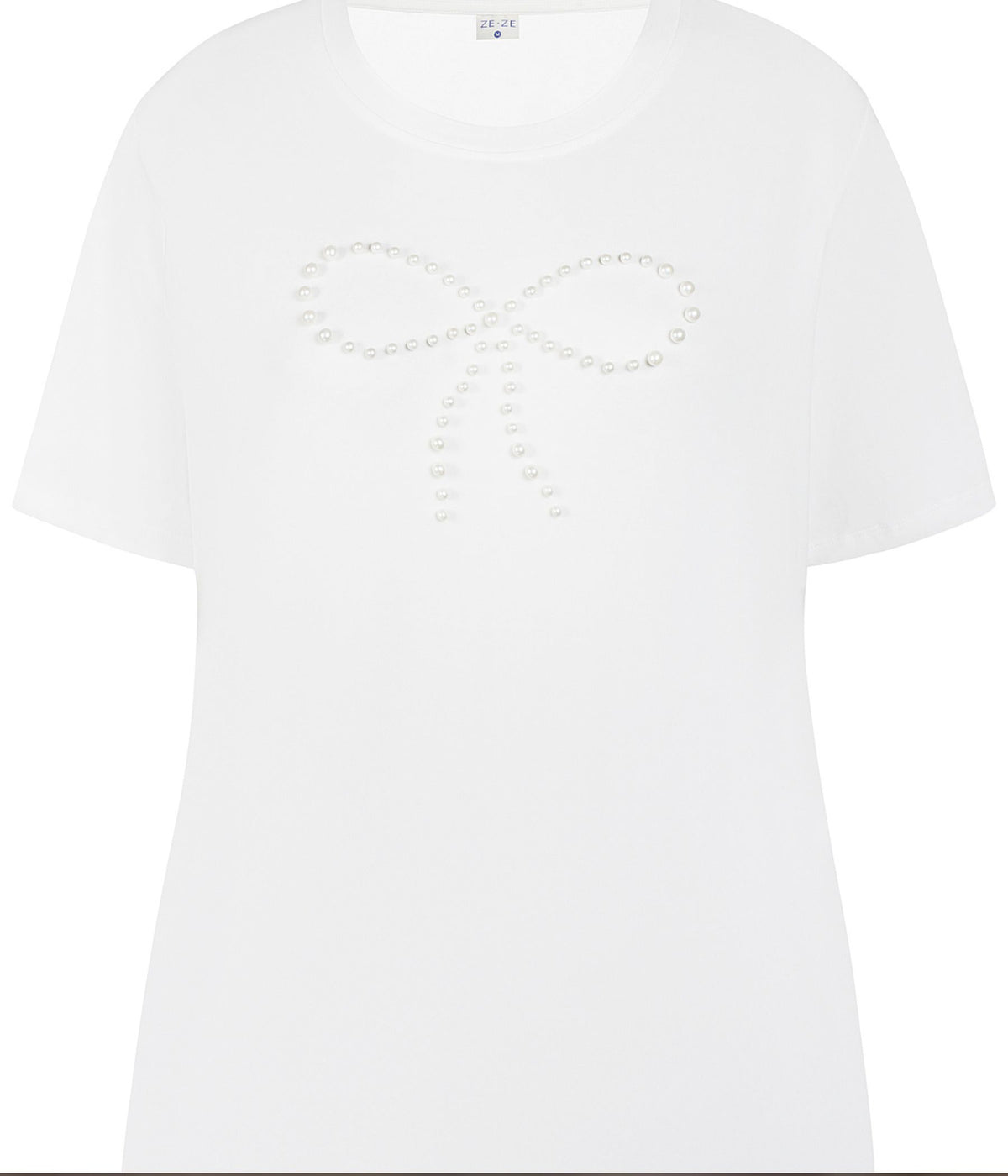 ZE-ZE BETHANY T-SHIRT I CREME MED PERLER