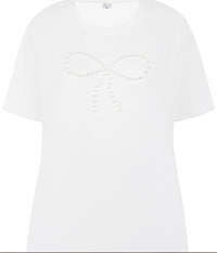 ZE-ZE BETHANY T-SHIRT I CREME MED PERLER