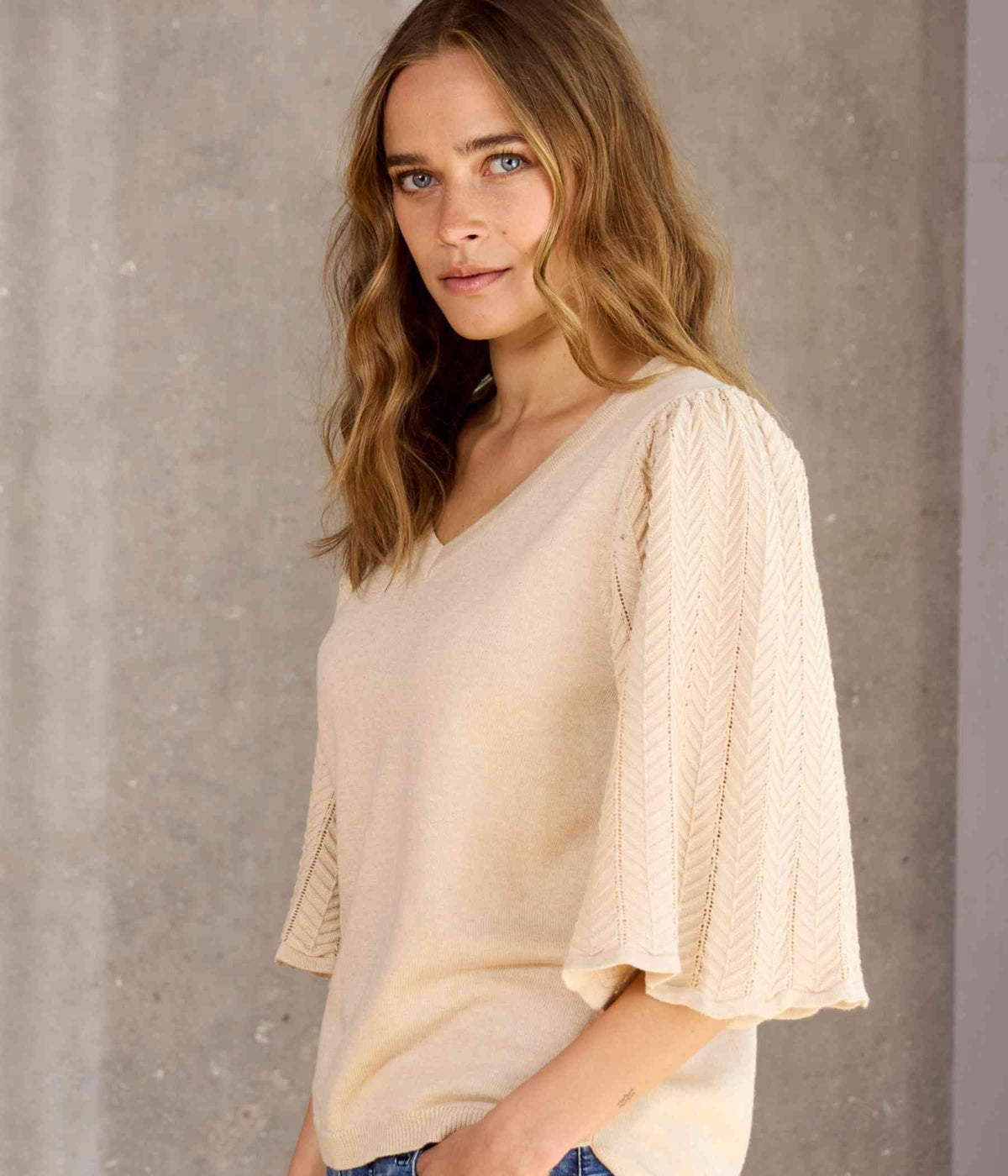 ZE-ZE DAMBIS STRIK BLUSE I LYSSAND