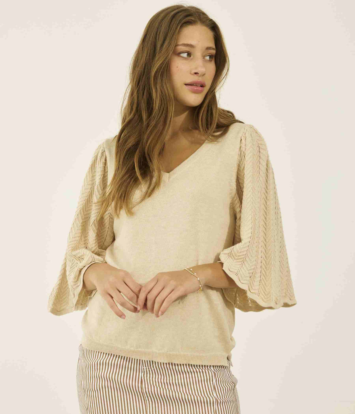 ZE-ZE DAMBIS STRIK BLUSE I LYSSAND