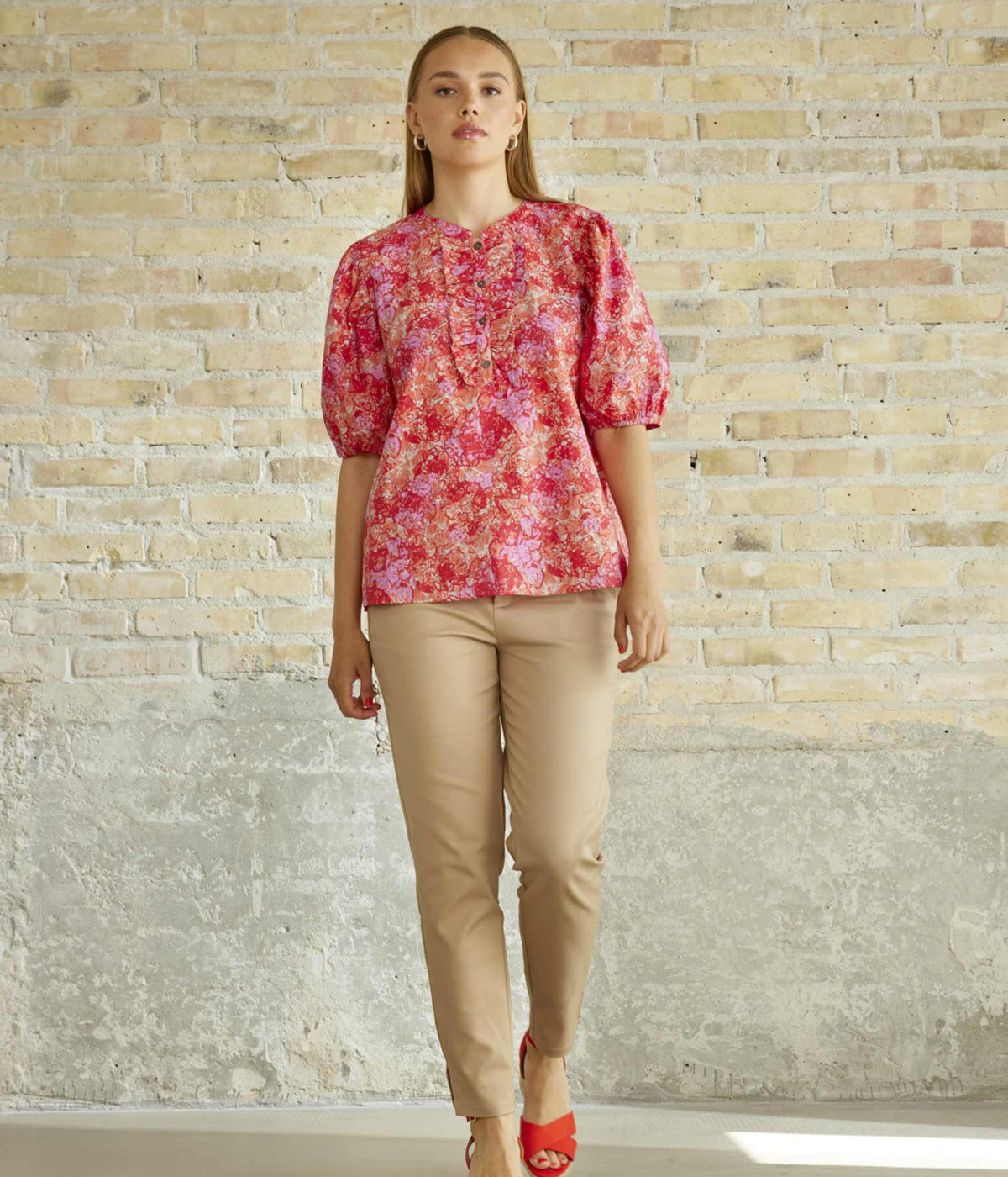 ZE-ZE KATLEN BLUSE I CORAL OG PINK