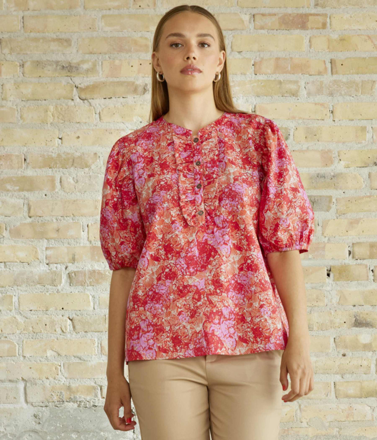 ZE-ZE KATLEN BLUSE I CORAL OG PINK