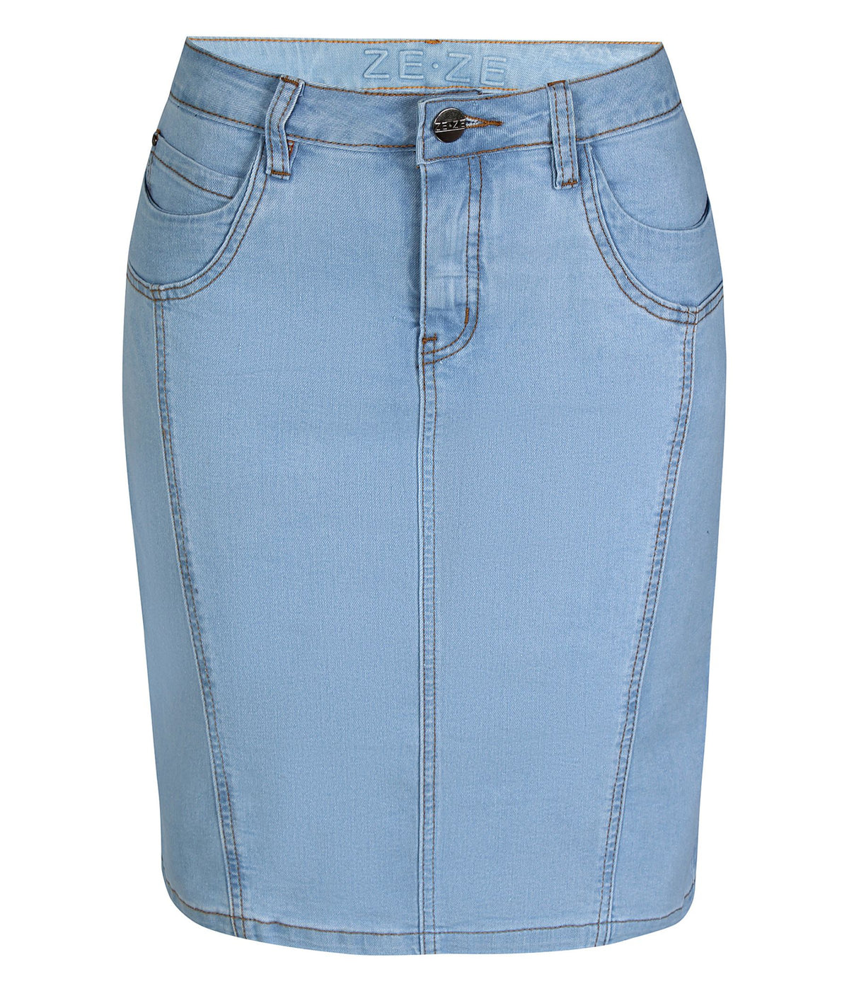 ZE-ZE LANCE JEANSNEDERDEL I LYS DENIMBLÅ MED INDBYGGET SHORTS