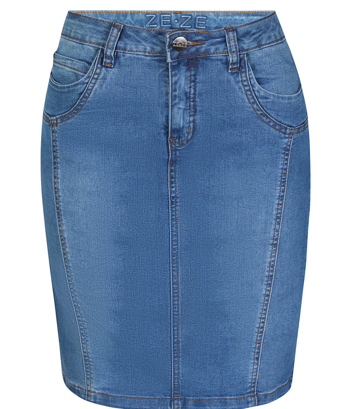 ZE-ZE LANCE JEANSNEDERDEL I DENIMBLÅ MED INDBYGGET SHORTS