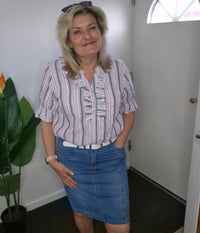 OFELIA JAKA SKJORTE I STRIBET PINK