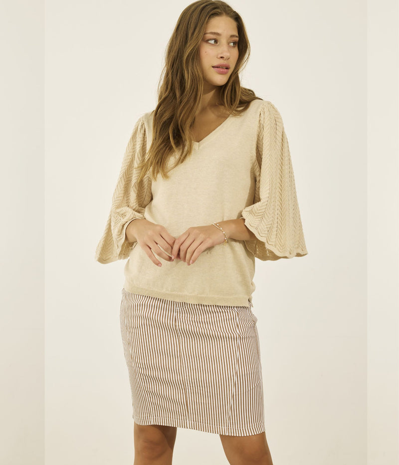 ZE-ZE LANCE NEDERDEL I STRIBET HVID OG SAND