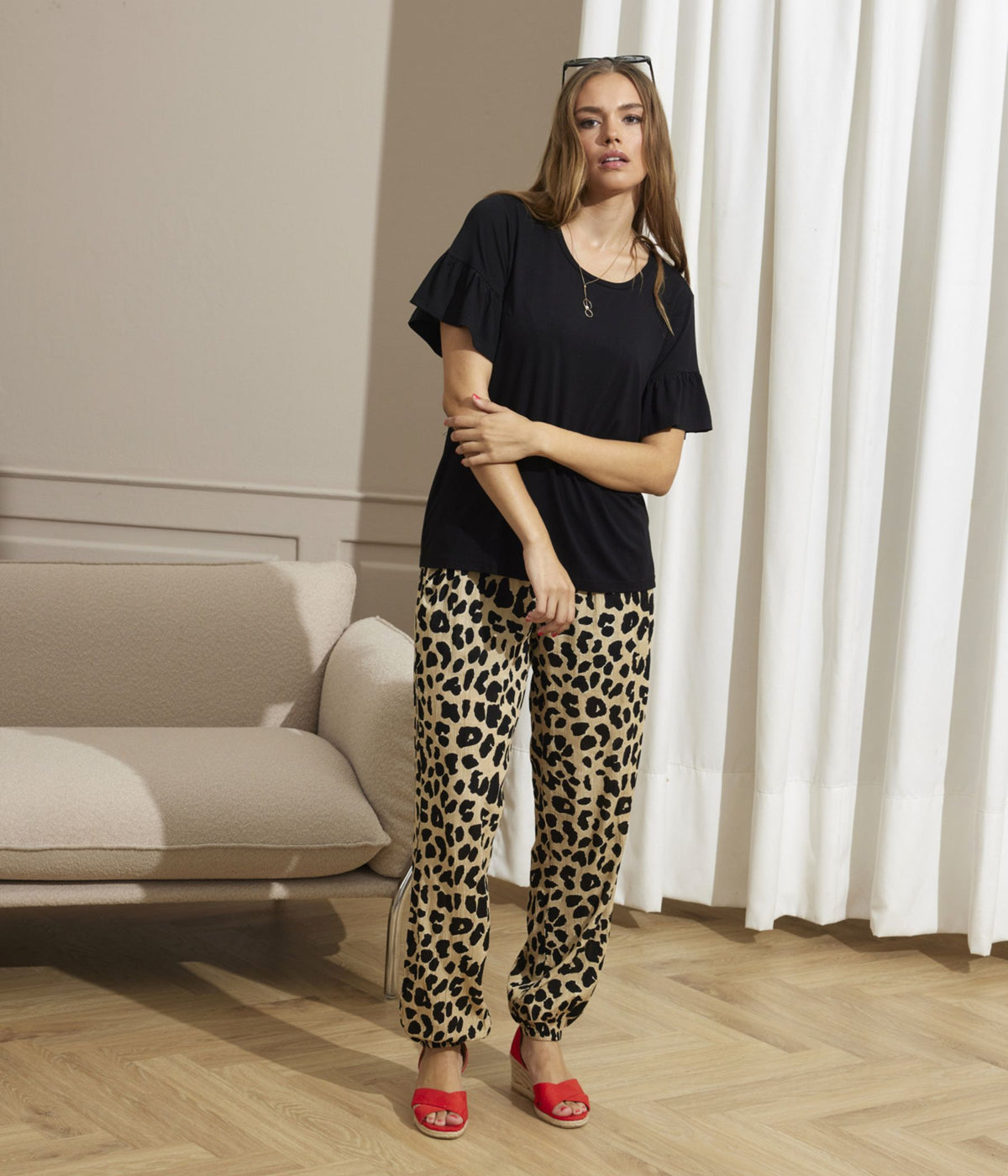 ZE-ZE LARA BUKSER I LEOPARD PRINT