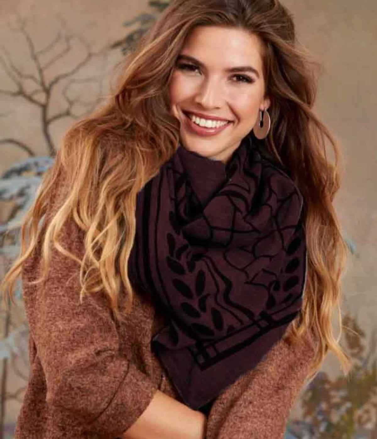 ZE-ZE KIANA NECK SCARF IN PLUM COLOR.