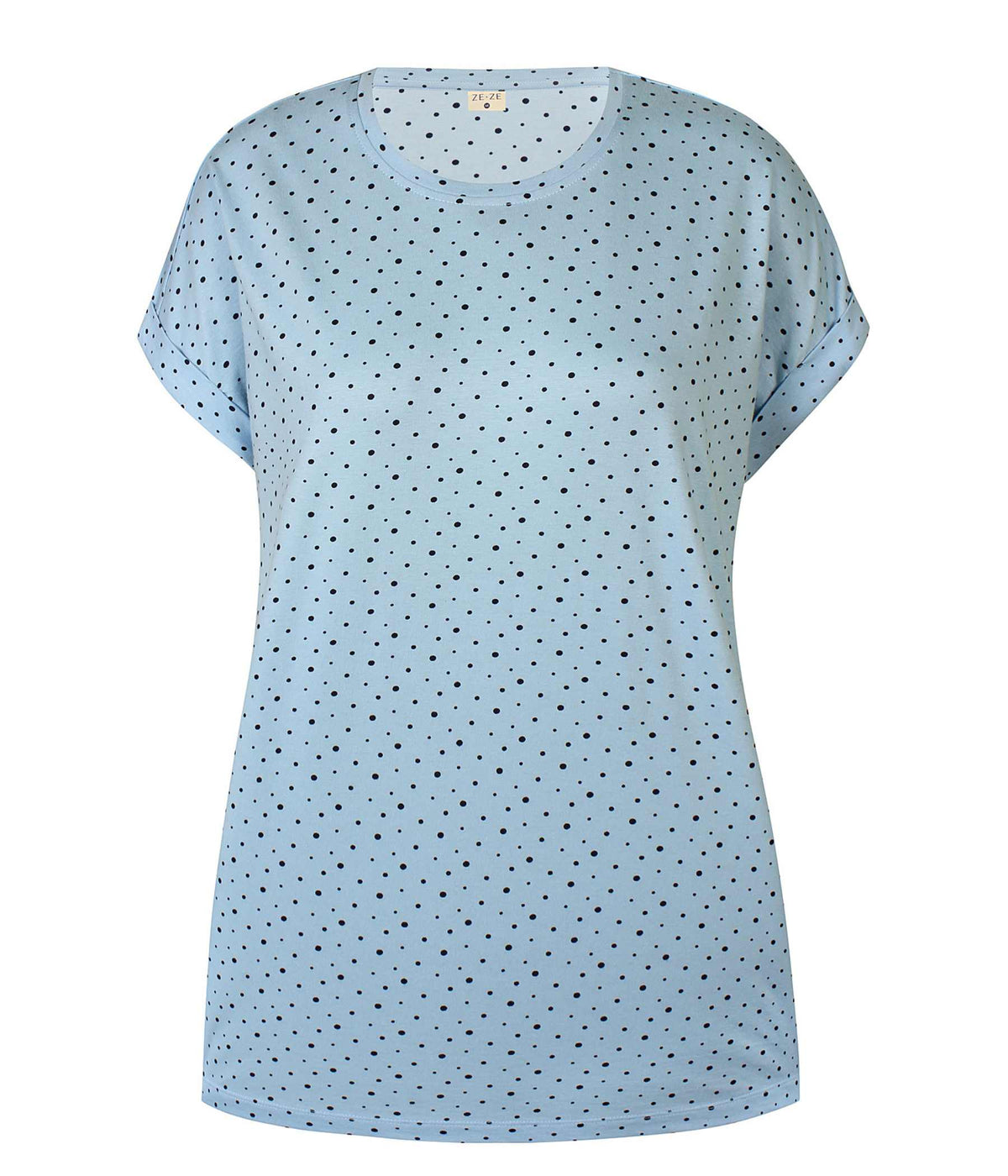 ZE-ZE KRISTA T-SHIRT I LYSEBLÅ MED SORTE PRIKKER