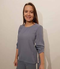 COFFEE SERIFE BLOUSE IN BLUE GRAY