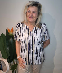 OFELIA SUS BLUSE I SAND OG PURPLE