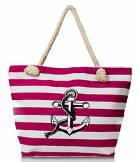 BEACH BAG IN PINK AND WHITE