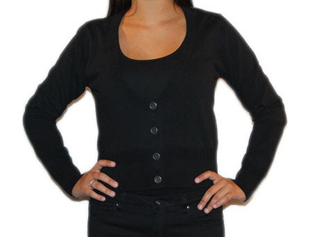 KAFFE CARDIGAN I SORT MED NITTER