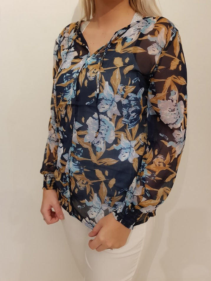 ZE-ZE ESAKI BLUSE I MARINEBLÅ