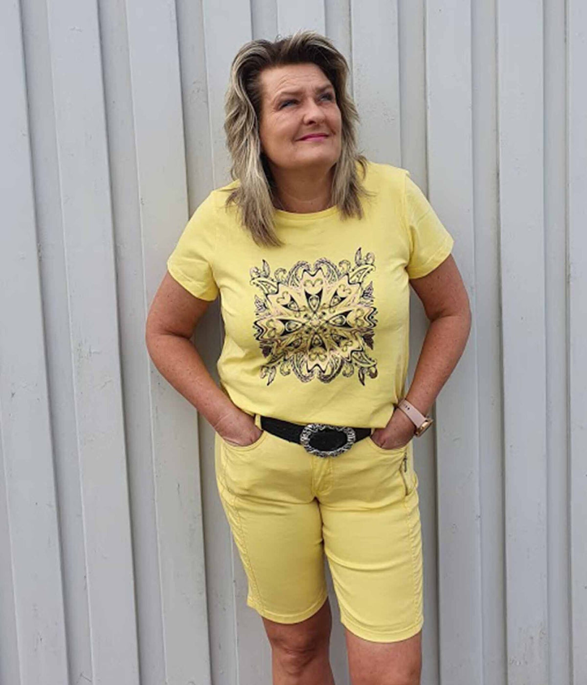 At bidrage svejsning pianist Fransa Jotwill shorts i gul med lynlås – Heidisbutik
