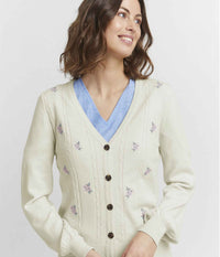 FRANSA EMBRODY CARDIGAN I CREME