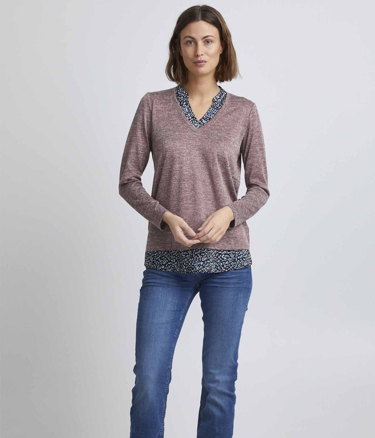 FRANSA REXAN  PULLOVER I MELANGE INFINITY MIX.