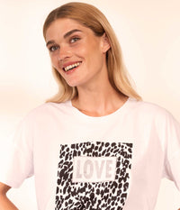 KAFFE KALEO T-SHIRT I HVID MED PRINT