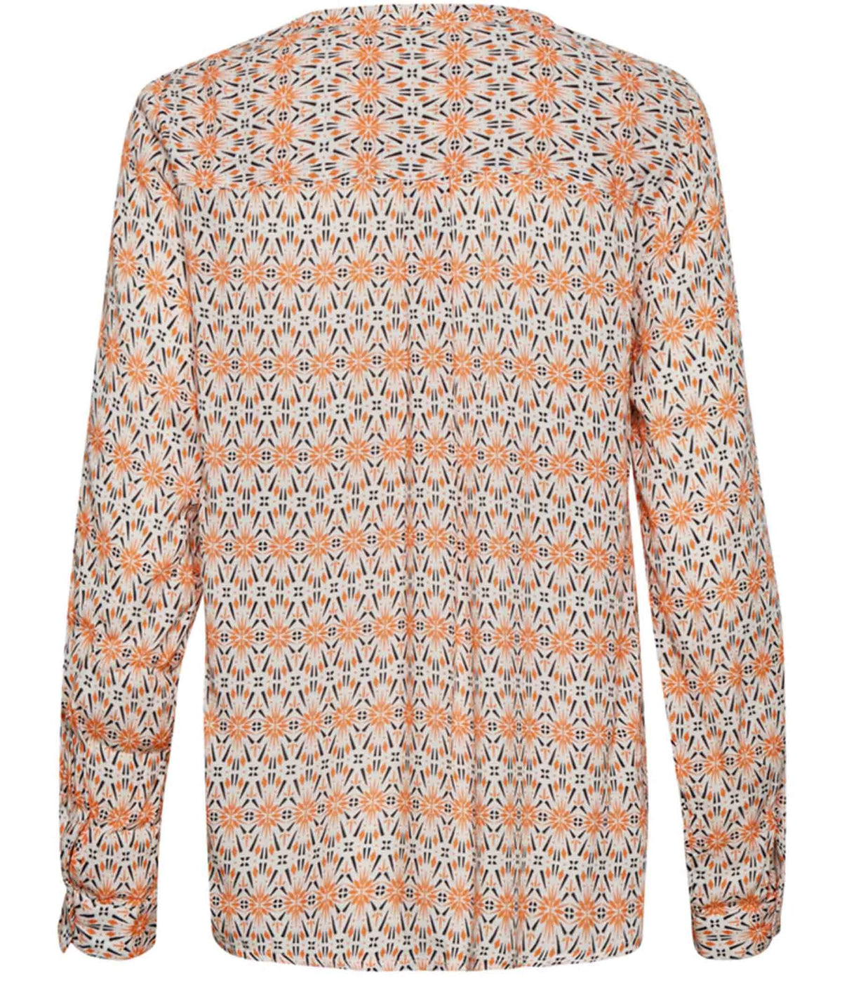 KAFFE MALY BLUSE I KALKHVID OG ORANGE