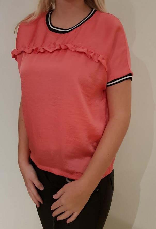 ONE-TWO T-SHIRT I HOT CORAL