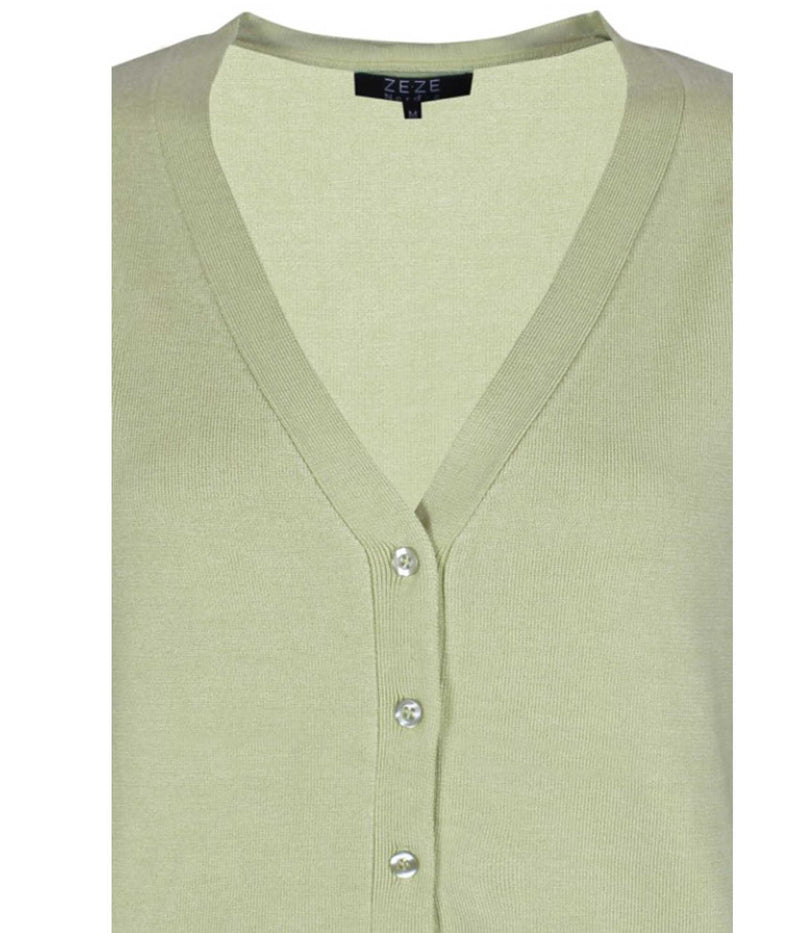 ZE-ZE NORMA CARDIGAN I PISTACIE GRØN