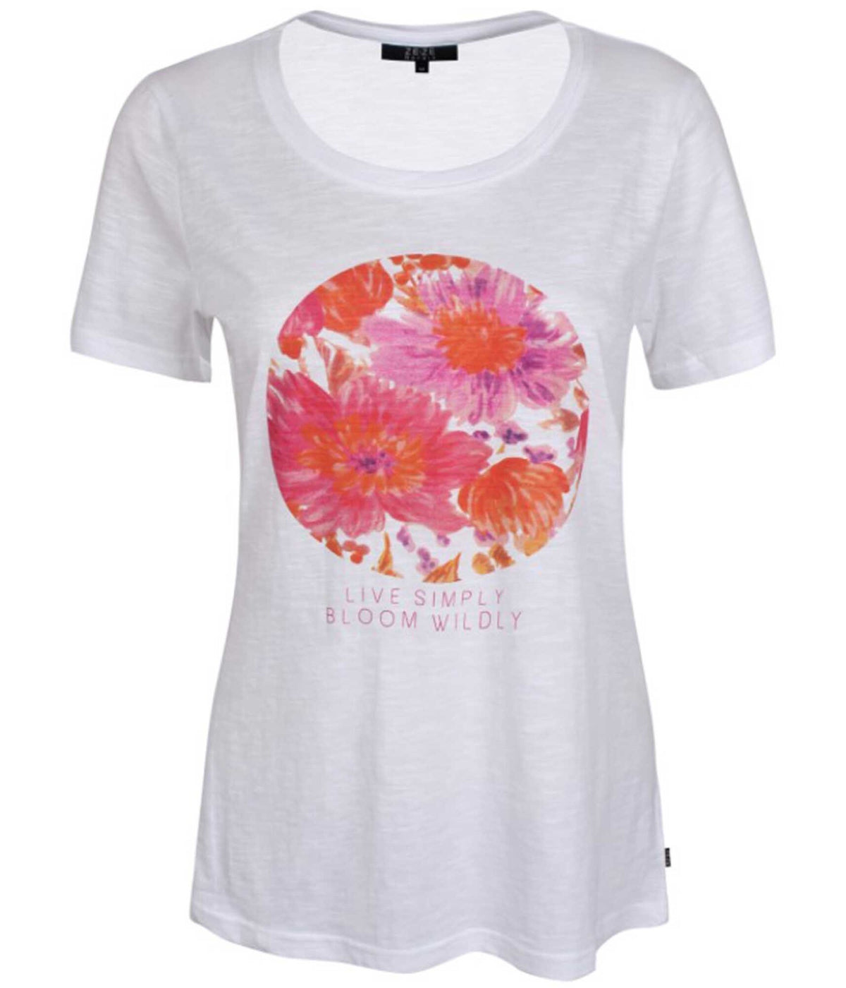 ZE-ZE BERITA T-SHIRT I HVID MED PINK PRINT