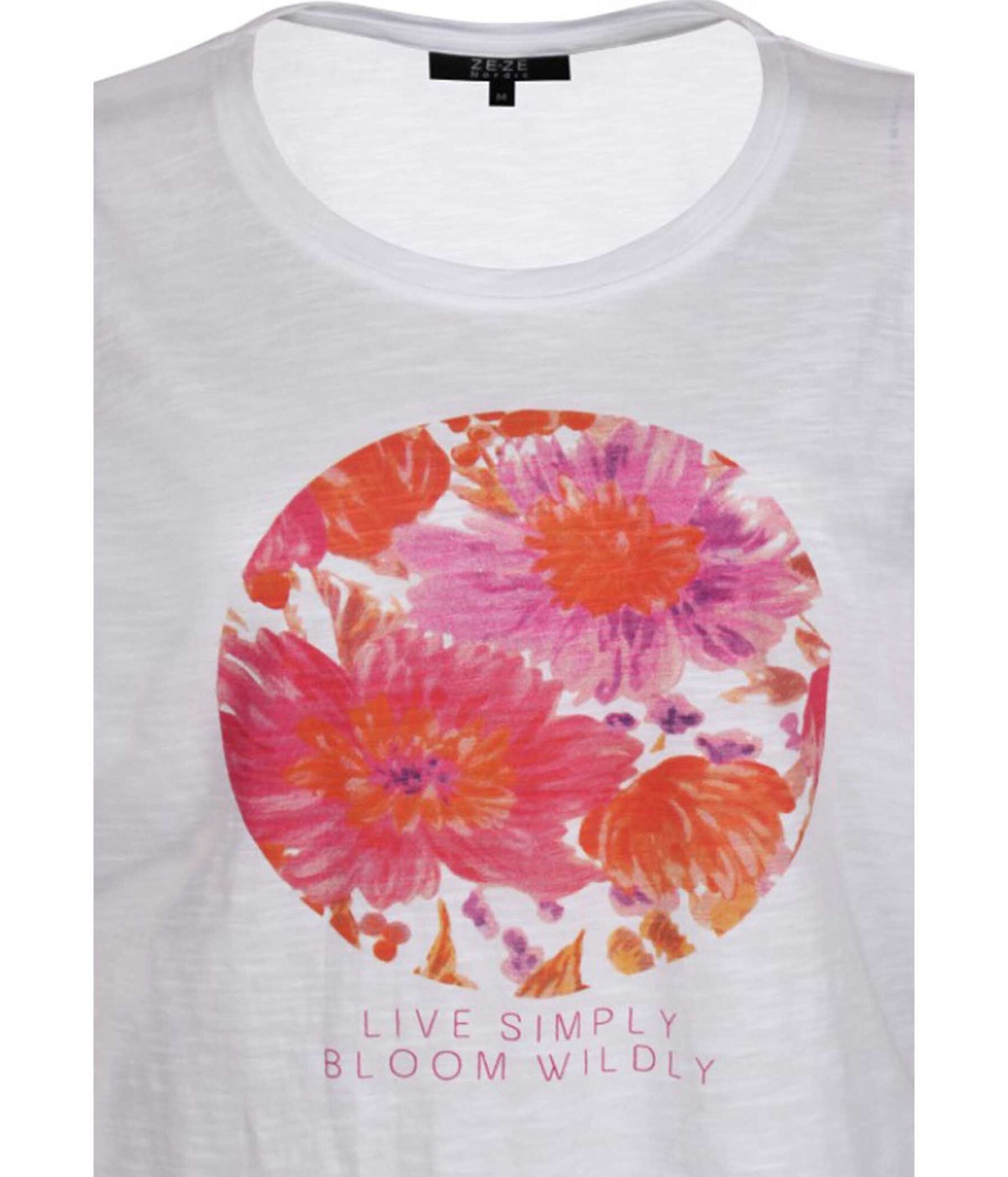 ZE-ZE BERITA T-SHIRT I HVID MED PINK PRINT