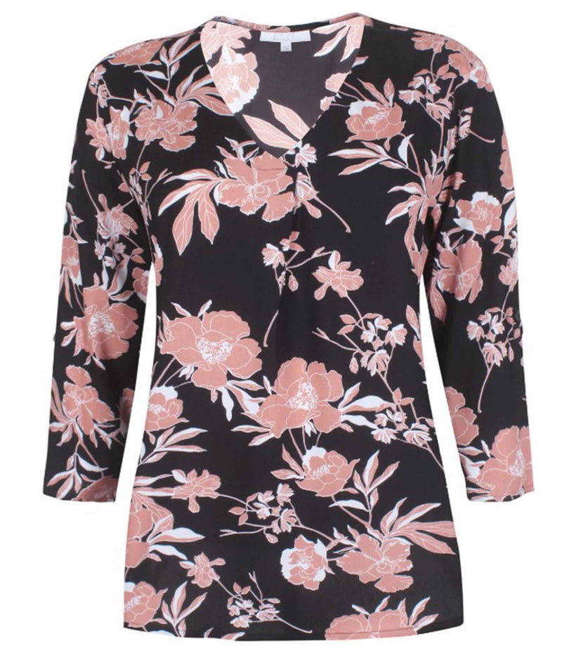 ZE-ZE MYRTLE BLUSE I SORT OG ROSE