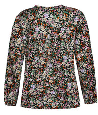 ZE-ZE RELLY BLUSE I SORT MED BLOMSTER PRINT