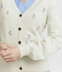 FRANSA EMBRODY CARDIGAN I CREME